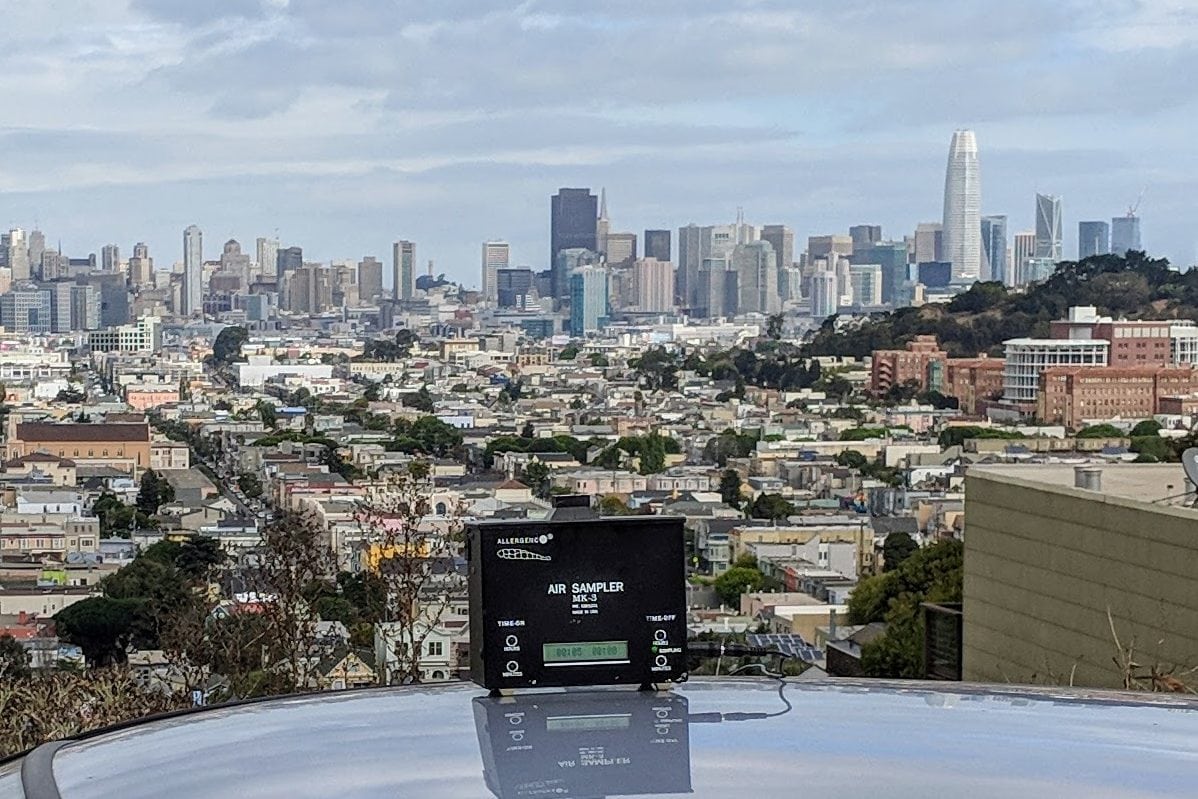 Air Sampler with San Francisco city in the background.